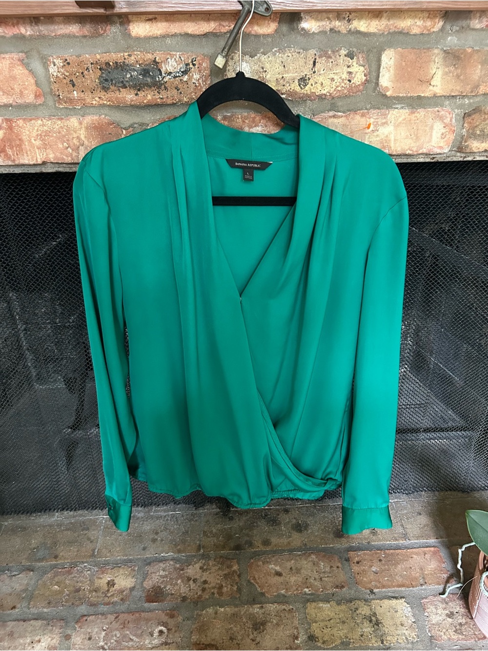 Banana Republic Emerald Green Drape Blouse